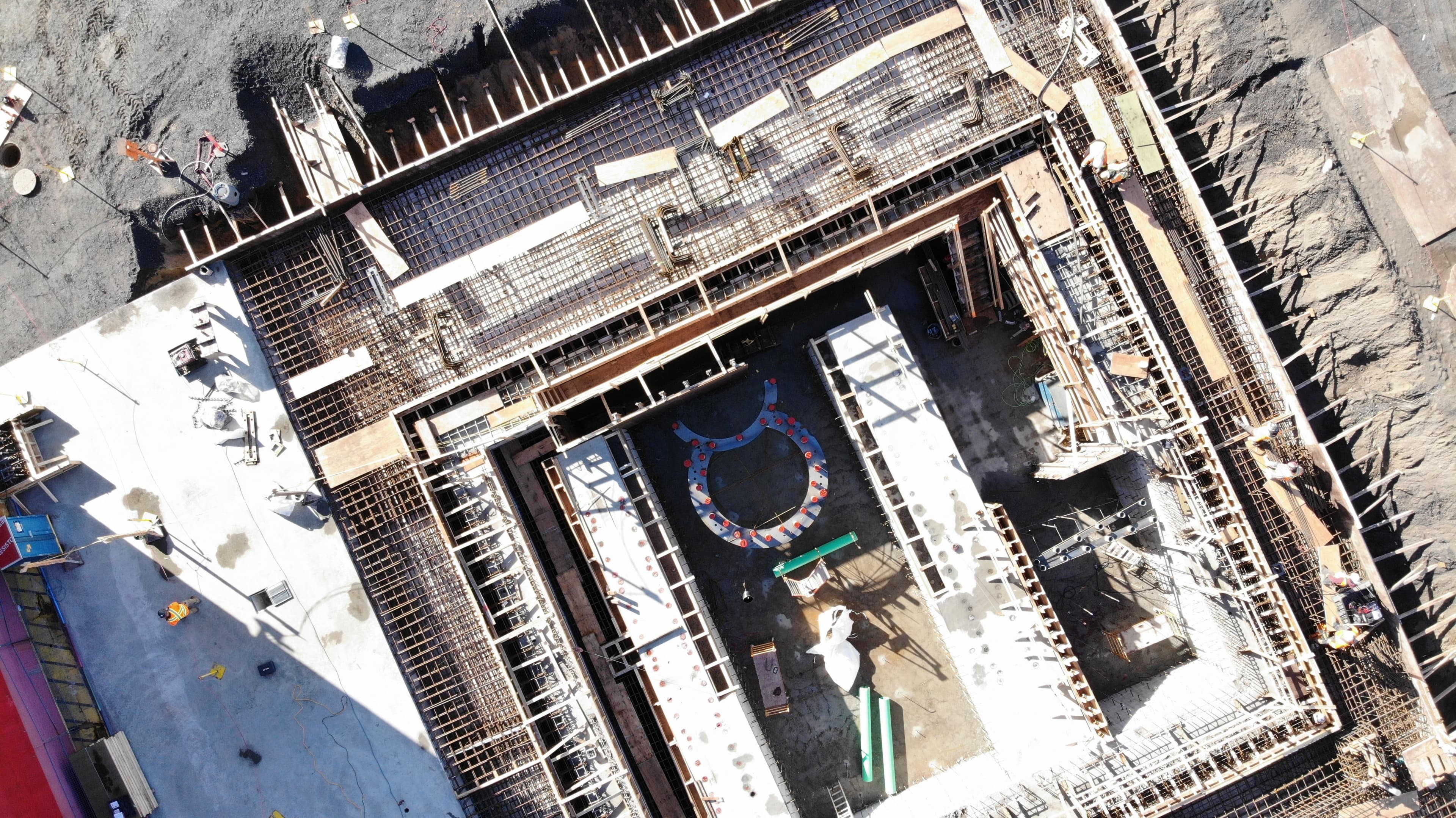 Vue aérienne d'un chantier de construction